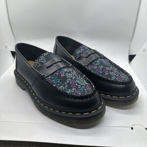 Dr. Martens Penton Black Floral Loafers